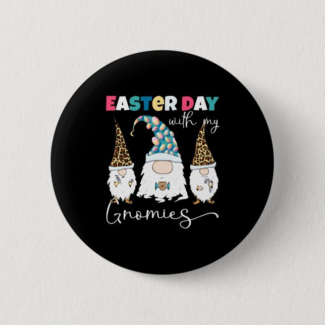 My Easter Day Gnomies Gnomes Leopard Button (Front)