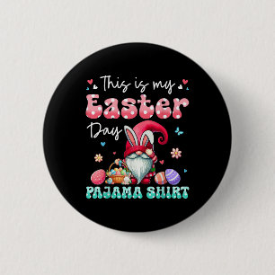 My Easter Day Pyjama Shirt Floral Bunny Gnome Hunt Button