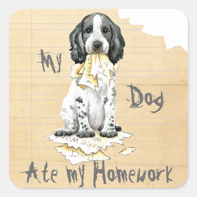 My English Cocker Ate My Homework Square Sticker (Front)