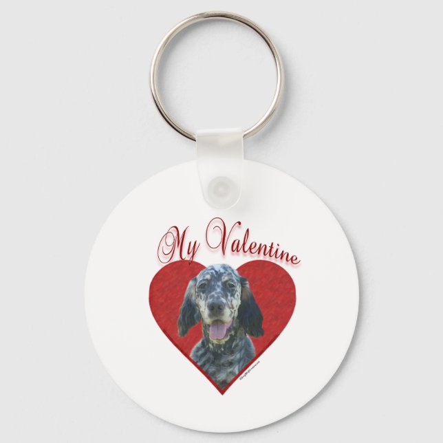 My English Setter Valentine Keychain (Front)