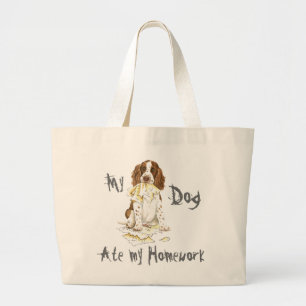 My English Springer Spaniel Ate My Homework Large Tote Bag