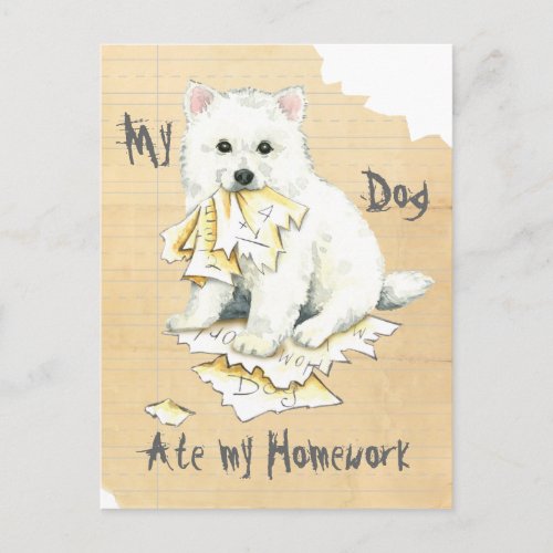 My Eskie Ate My Homework Postcard