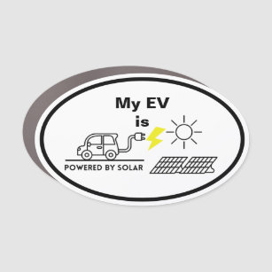 My EV is Powered by Solar - Car Magnet oval