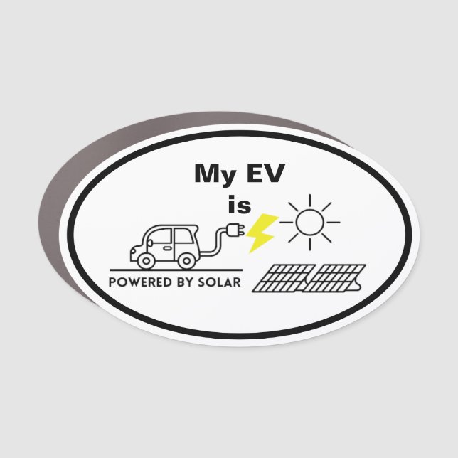 My EV is Powered by Solar - Car Magnet oval (Front)