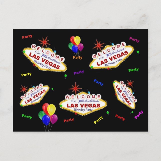 My Fabulous Las Vegas Birthday Party Postcard (Front)