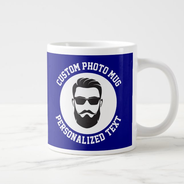 My Face on a NAVY BLUE Custom Giant Coffee Mug (Right)