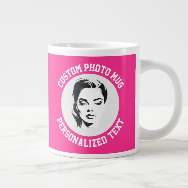 My Face on a STRAWBERRY PINK Custom Giant Coffee Mug (Right)