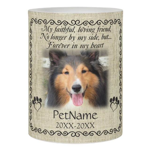 My Faithful Friend Pet Sympathy Custom Burlap Flameless Candle (Front)