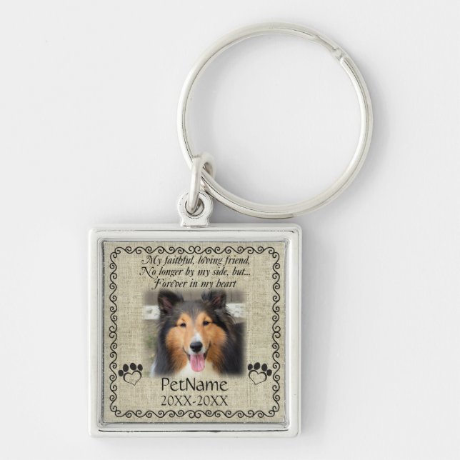 My Faithful Friend Pet Sympathy Custom Burlap Keychain (Front)