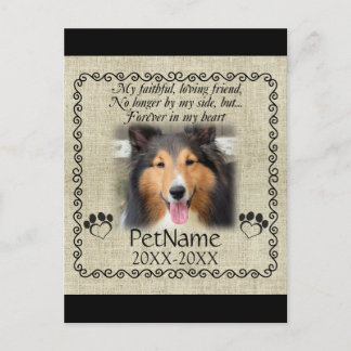 My Faithful Friend Pet Sympathy Custom Burlap Postcard
