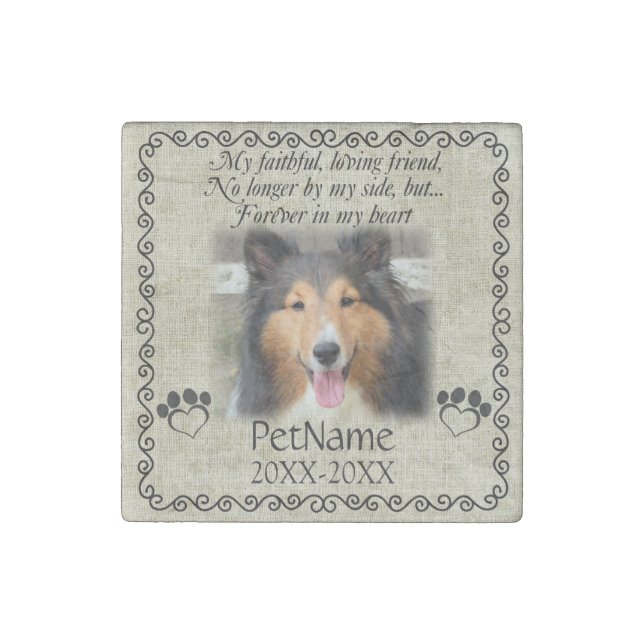 My Faithful Friend Pet Sympathy Custom Burlap Stone Magnet (Front)