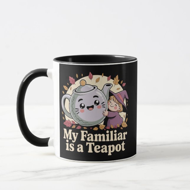 My Familiar Is a Teapot — cozy witch teapot Mug (Left)