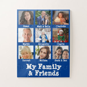 My Family And Friends Name & Photo Blue Dementia Jigsaw Puzzle