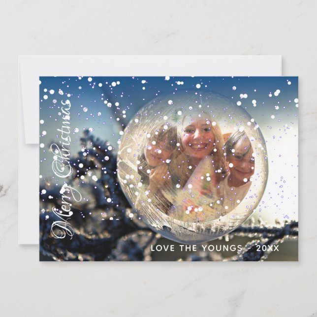 My Family Christmas PHOTO Card Snow Globe Magic (Front)