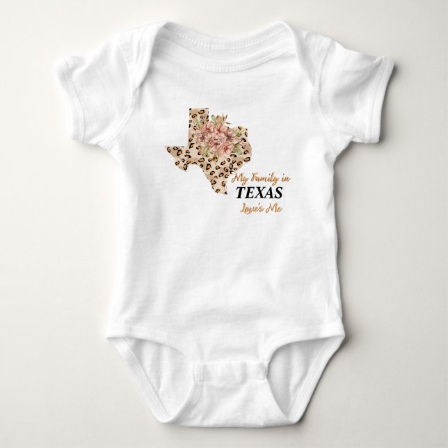 My Family in Texas Love's Me  Baby Bodysuit (Front)