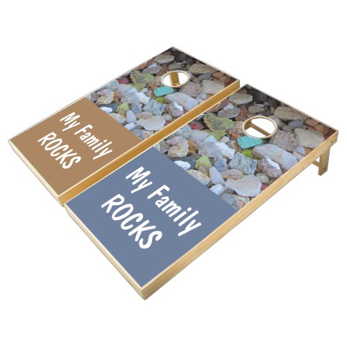 My Family Rocks Colorful Stone Collection Humorous Cornhole Set