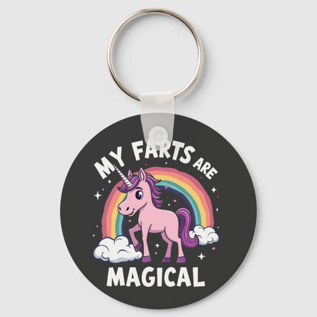 My Farts Are Magical Funny Unicorn Rainbow  Keychain (Front)