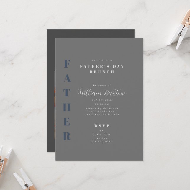 My Father, My Superhero Father's Day Brunch Invitation (Front/Back In Situ)
