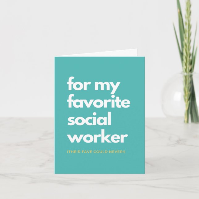 My Fave Social Worker  Letterpress Thank You Card (Front)