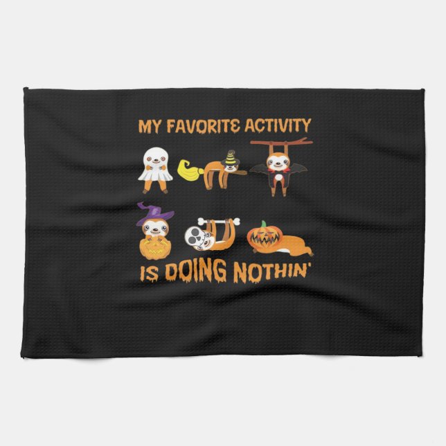 My Favorite Activity Is Doing Nothin' Retro Sloth  Kitchen Towel (Horizontal)