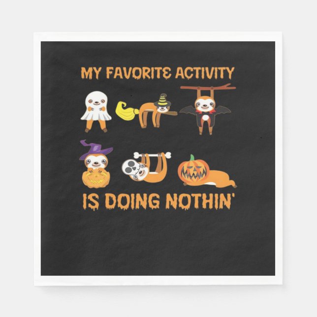 My Favorite Activity Is Doing Nothin' Retro Sloth  Napkins (Front)