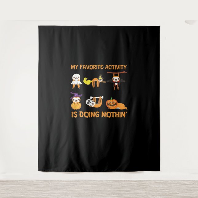 My Favorite Activity Is Doing Nothin' Retro Sloth  Tapestry (Front)