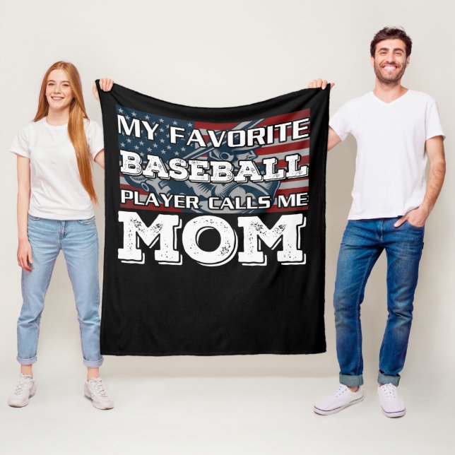 My Favorite Baseball Player Calls me Mom Fleece Blanket (In Situ)