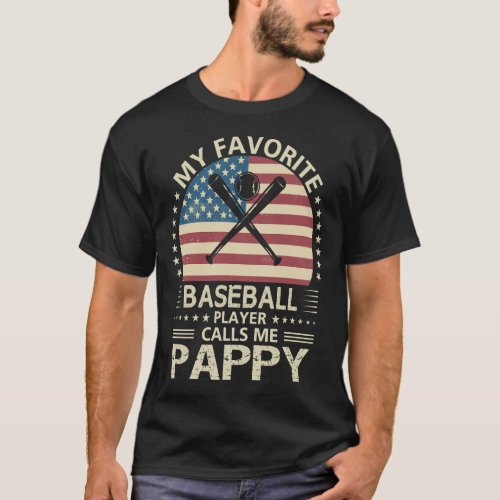 My Favorite Baseball Player Calls Me PAPPY US Flag T_Shirt