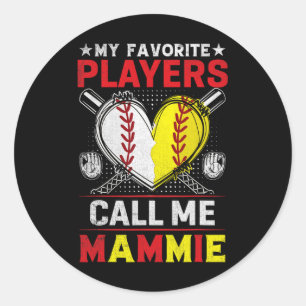 My Favorite Baseball Softball Players Call Me Mamm Classic Round Sticker