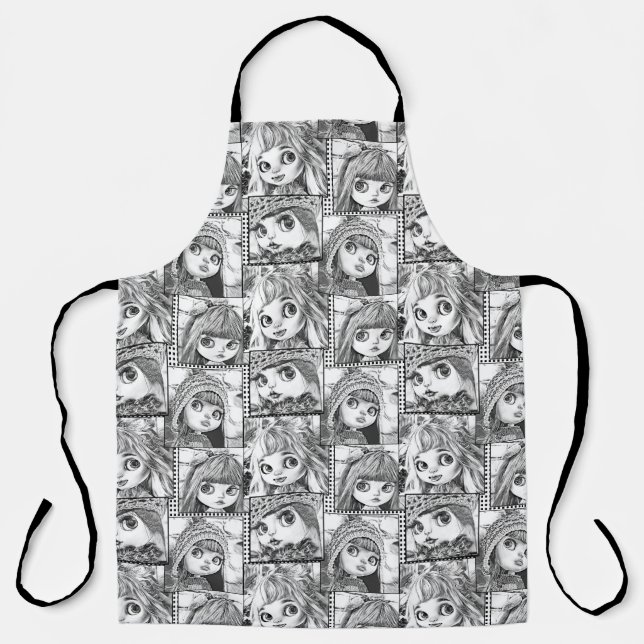 My favorite black and white patchwork dolls  apron (Front)