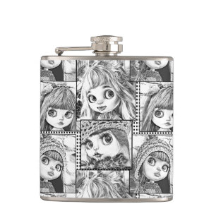 My favorite black and white patchwork dolls  flask