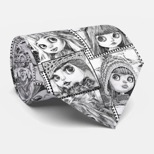 My favorite black and white patchwork dolls  neck tie