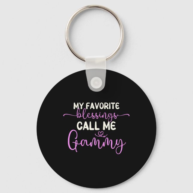 My Favorite Blessings Call Me Gammy Grandma Mother Keychain (Front)