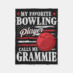 My Favorite Bowling Player Calls Me Grammie Usa Fl Fleece Blanket