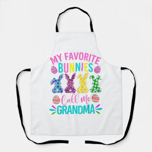 My Favorite Bunnies Call Me Grandma Shirt Cute Eas Apron