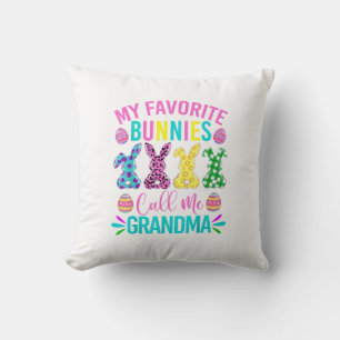 My Favorite Bunnies Call Me Grandma Shirt Cute Eas Throw Pillow