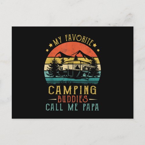 My Favorite Camping Buddies Call Me Papa Vintage Announcement Postcard
