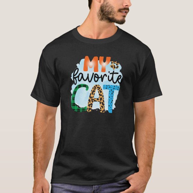 My Favorite Cat Graphic Patchwork T-Shirt (Front)