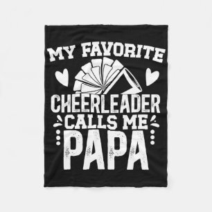 My Favorite Cheerleader Papa Cheer Papa Grandpa Fleece Blanket