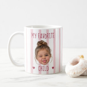My Favorite Child Funny Custom Photo Pink Stripe Coffee Mug