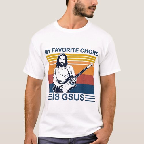 My Favorite Chord Is Gsus Jesus Play Guitar Retro  T_Shirt