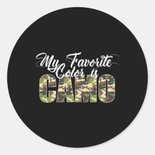 My Favorite Color Is Camo Funny Camouflage Hunting Classic Round Sticker