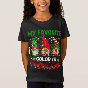 My Favorite Color Is Christmas Light Gnome Merry C T-Shirt
