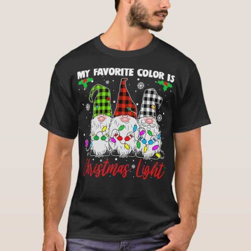 My Favorite Color Is Christmas Light Gnome Merry C T_Shirt