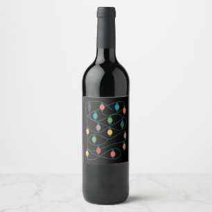 My Favorite Color Is Christmas Lights Funny Pajama Wine Label