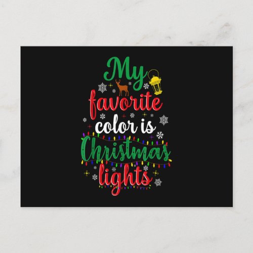 My Favorite Color Is Christmas Lights Funny Xmas Postcard