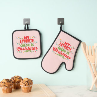 My Favorite Color Is Christmas Lights Oven Mitt & Pot Holder Set