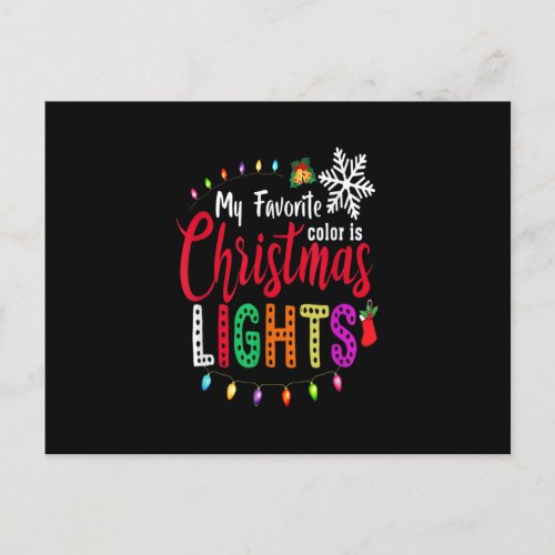 My Favorite Color Is Christmas Lights Shirt Funny  Postcard