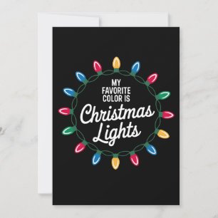 My Favorite Color Is Christmas Lights Wreath Bulbs Invitation