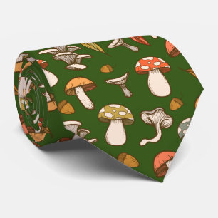 "My favorite color is fall" mushrooms pattern Neck Tie